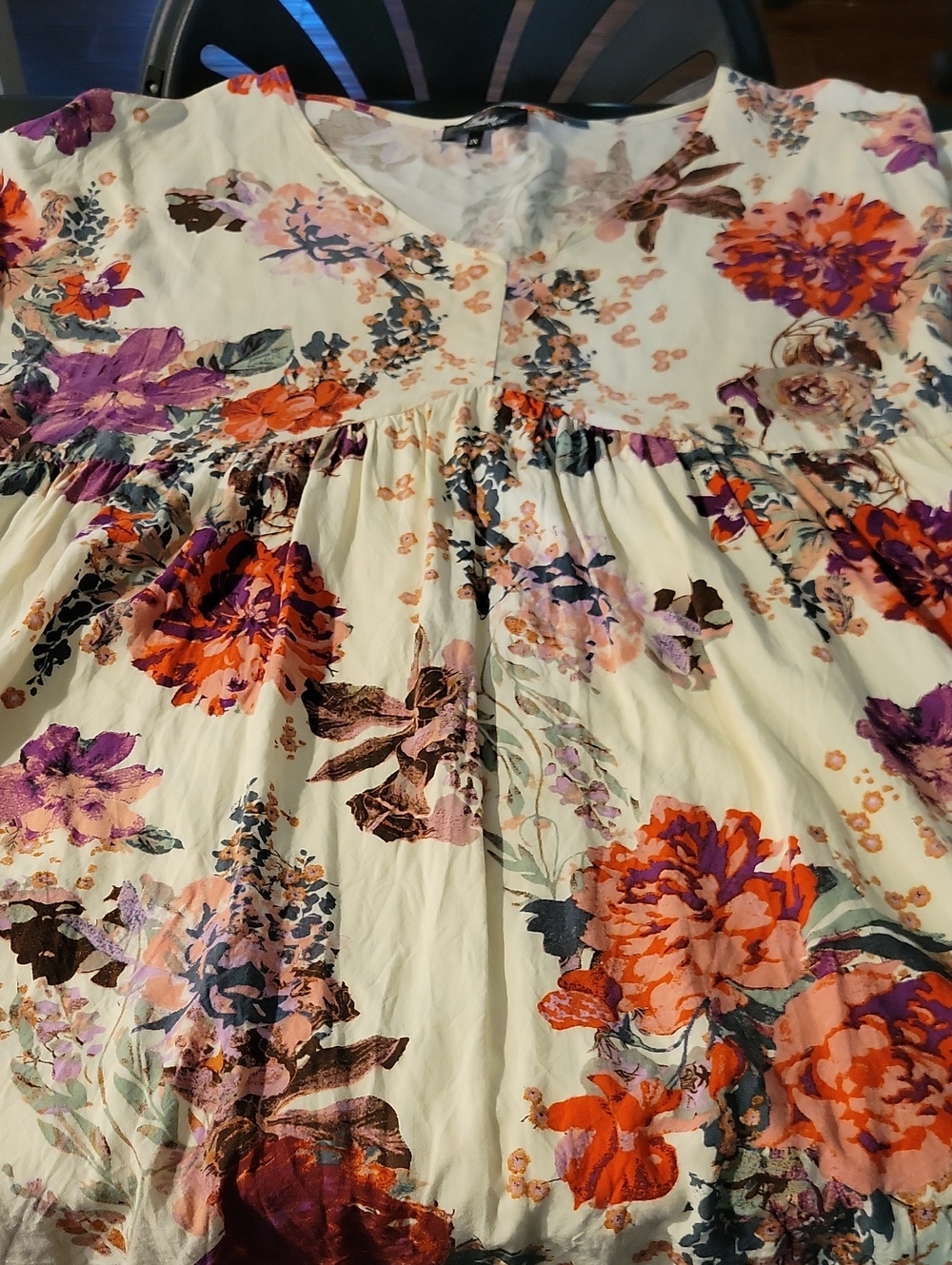 Babydoll Dress Tunic Shirt Floral Vneck